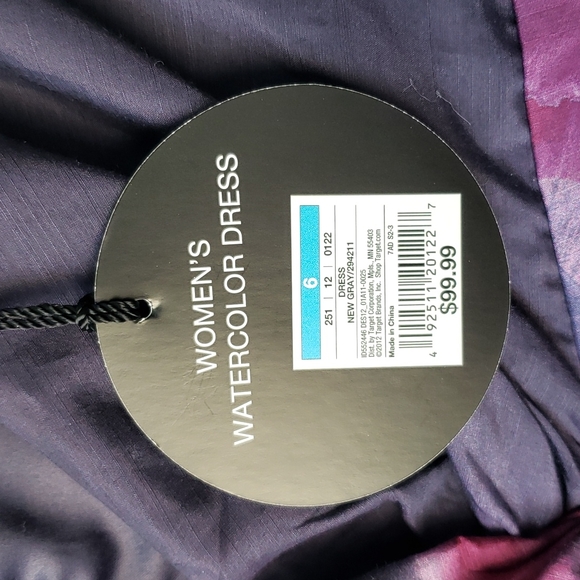 Neiman Marcus Lela Rose High Low Purple Flower Watercolor Dress Leather Belt - Picture 5 of 7